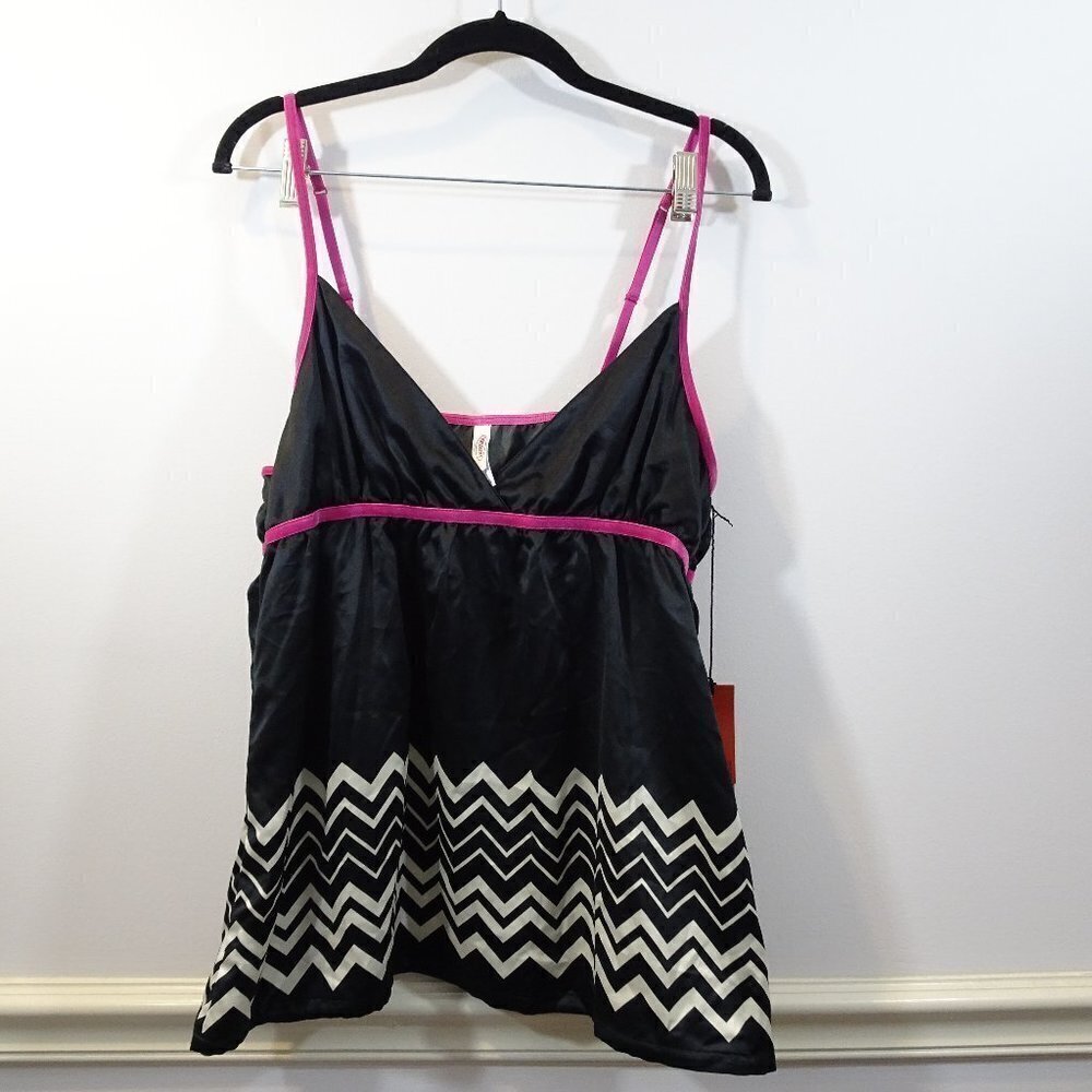 MISSONI For Target Black Satin Cami White Zigzag NEW Size L